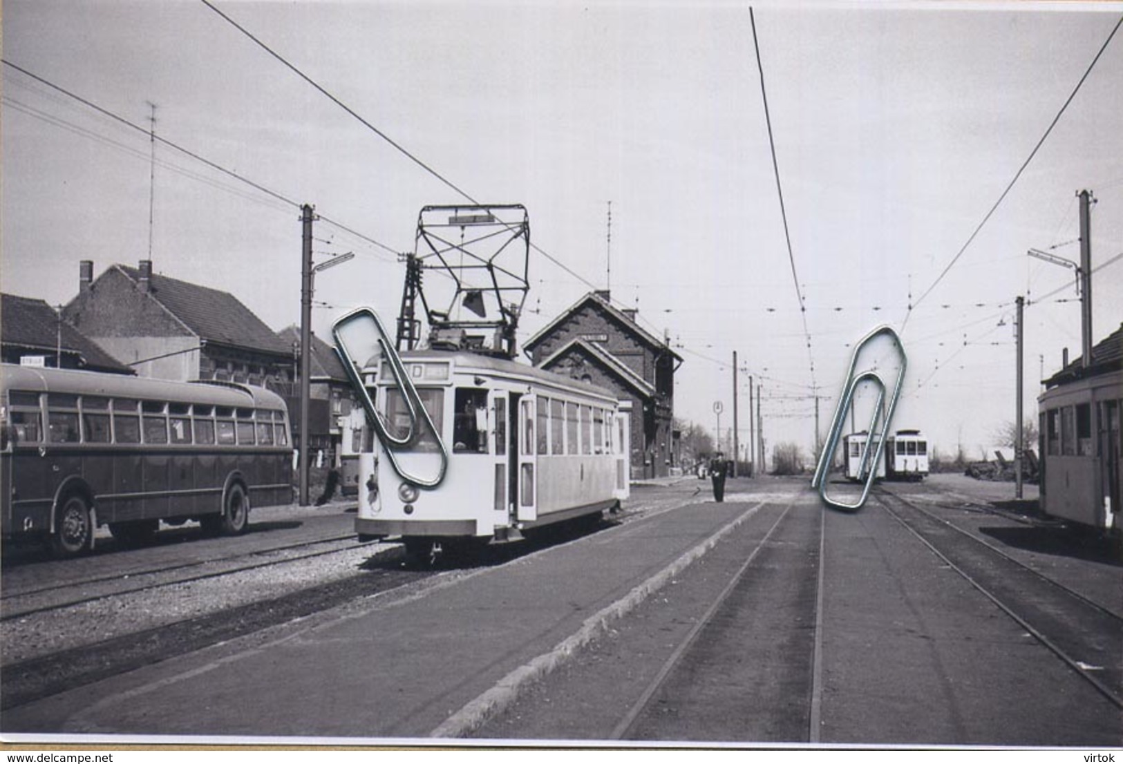 TIELT-Winge  : Station    TRAM    :** Foto Van Oude Cliché (15 X 10 Cm) Photo Vieux Cliché   1960 - Trenes