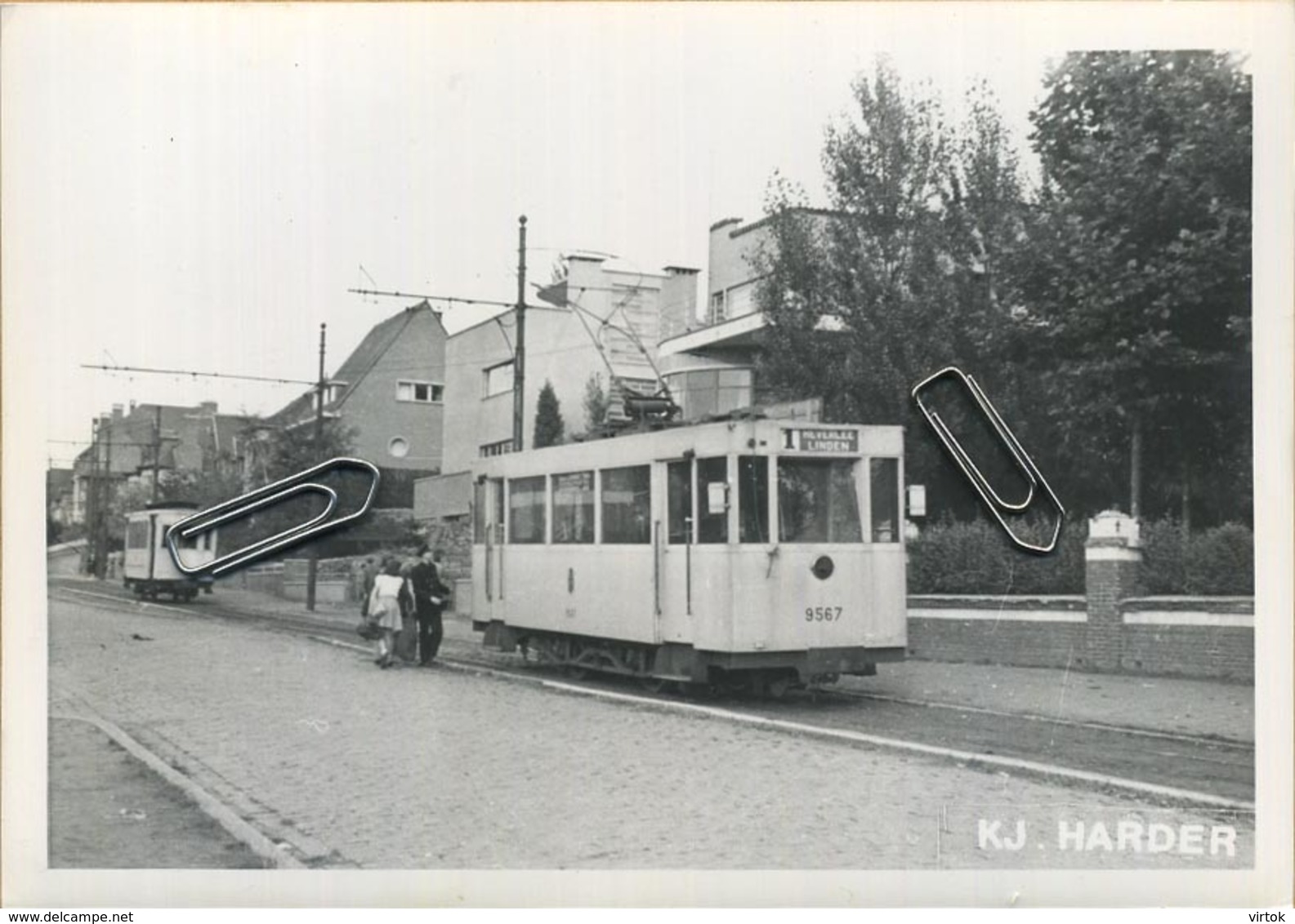 LEUVEN - LOUVAIN     TRAM    :** Foto Van Oude Cliché (15 X 10 Cm) Photo Vieux Cliché   1957 - Trains