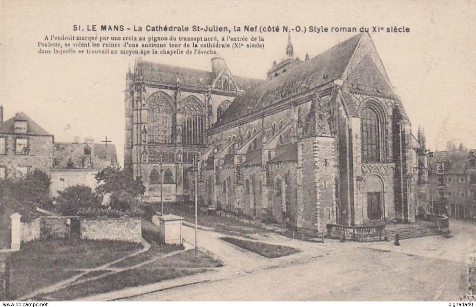 Cp , 72 , LE MANS , La Cathédrale Saint-Julien, La Nef (côté N.-O.), Style Roman Du XIe S. - Le Mans