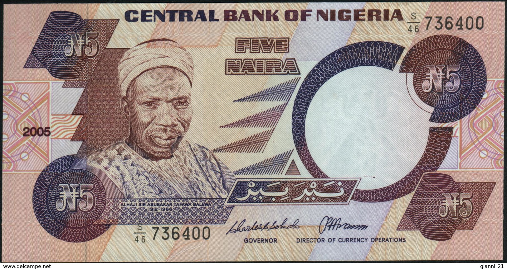 NIGERIA - 5 Naira 2005 {Signature 13} AU-UNC P.24 I - Nigeria