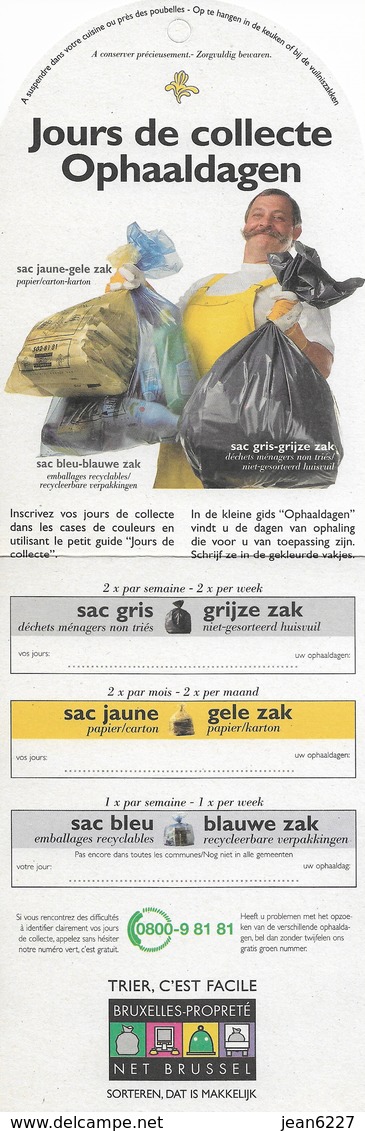 Calendrier Avec Jours De Collecte Des Poubelles (Bruxelles) - Petit Format : 1991-00