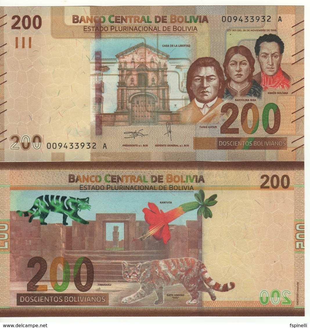 BOLIVIA  New 200 Bolivianos  "JUST  ISSUED"   Pnew  2019 - Bolivië