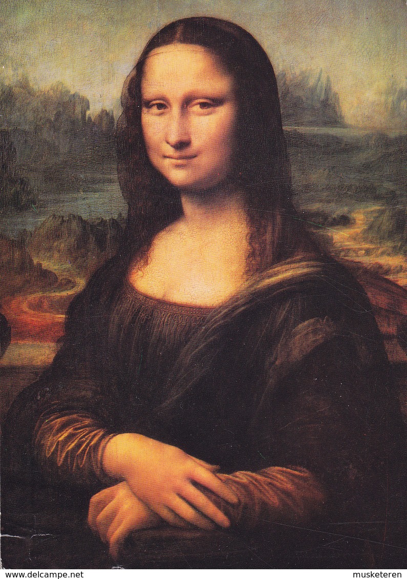 France CPA Musée De Louvre La Jaconde Mona Lisa Par Leonardo De Vinci PARIS 1979 Denmark Sabine Timbre (2 Scans) - Museen