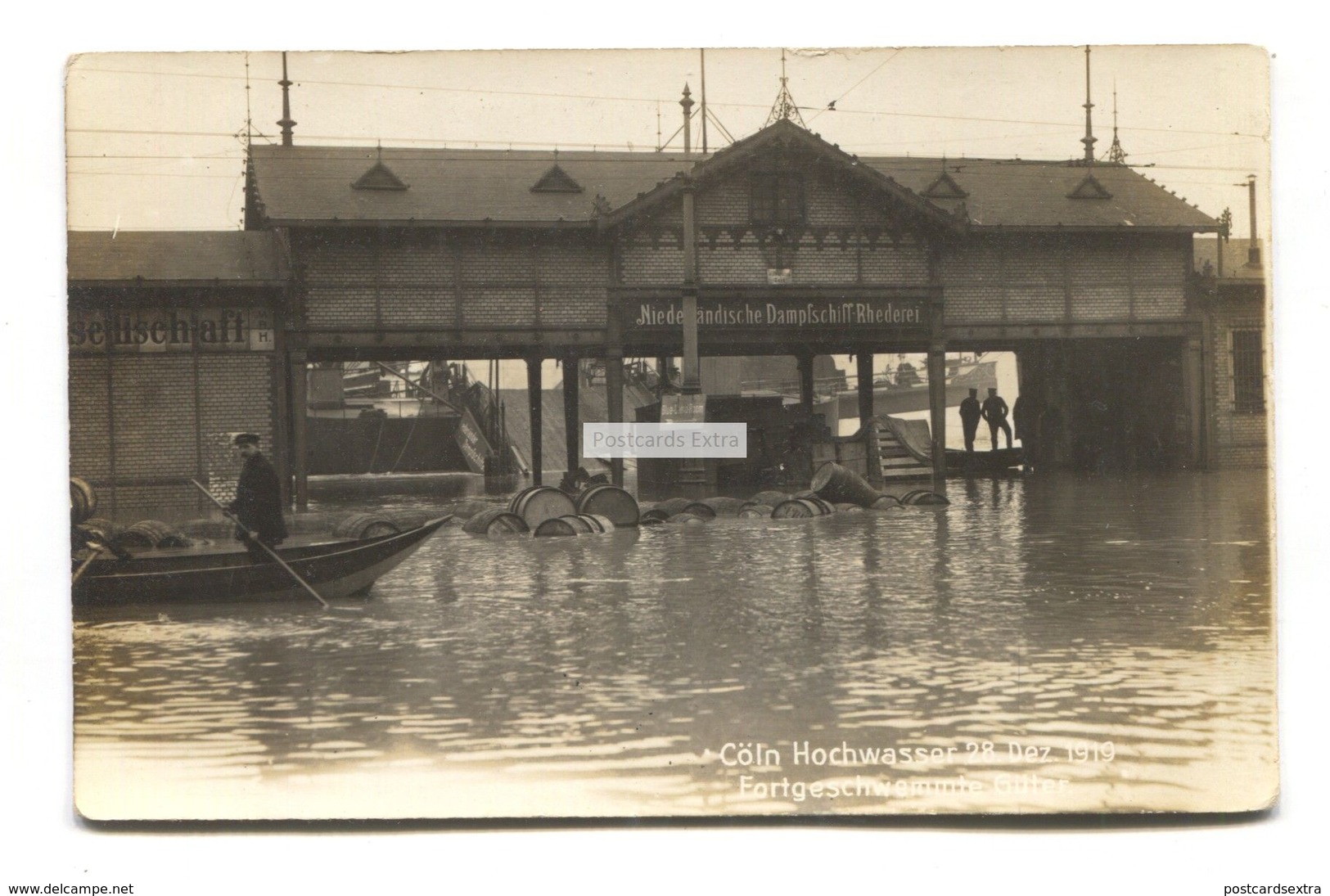 Coln, Koln, Cologne - Hochwasser 28 December, 1919 - Dampfschiff Landing Stage - Old Real Photo Postcard - Koeln