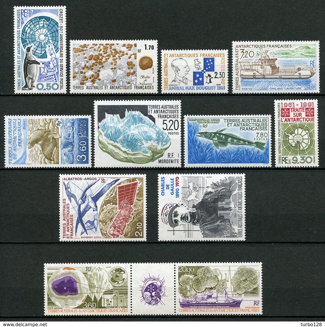 TAAF Année 1991 ** Complète N° 155/162 PA 115/118 Neufs MNH Superbe C 40,15 € Complete Years Jahrgang Full Year - Neufs