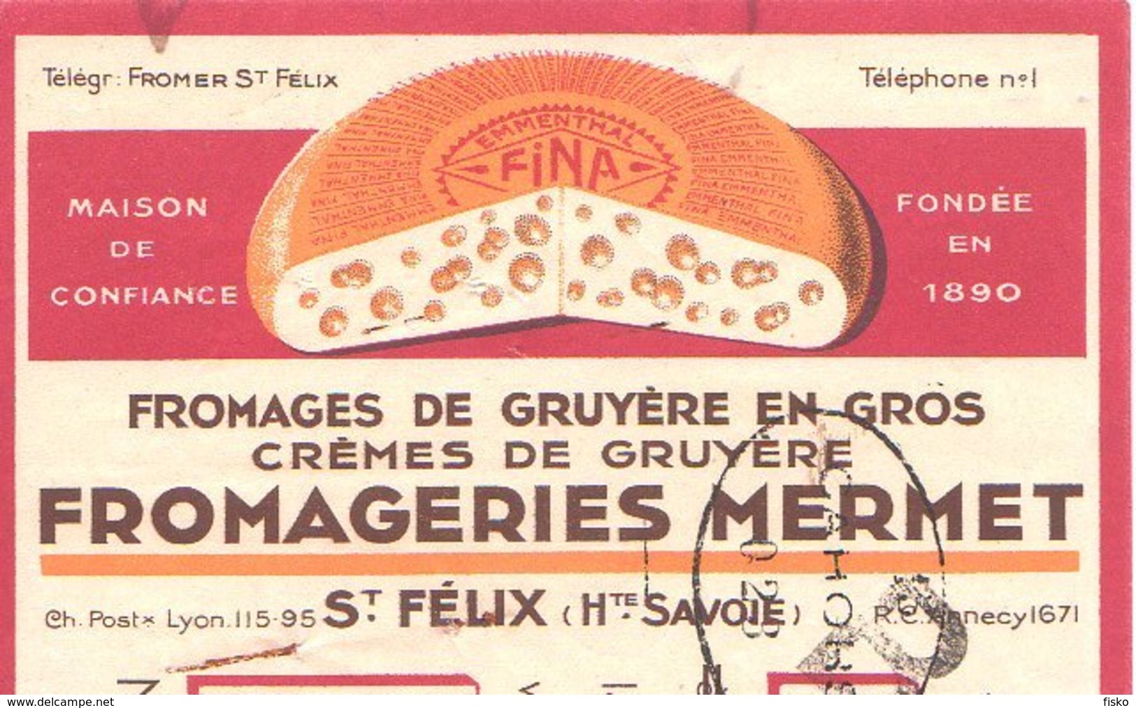 MERMET  Fromages, Crèmes De Gruyère  SAINT FELIX  74     Belle Illustration - Lettres De Change