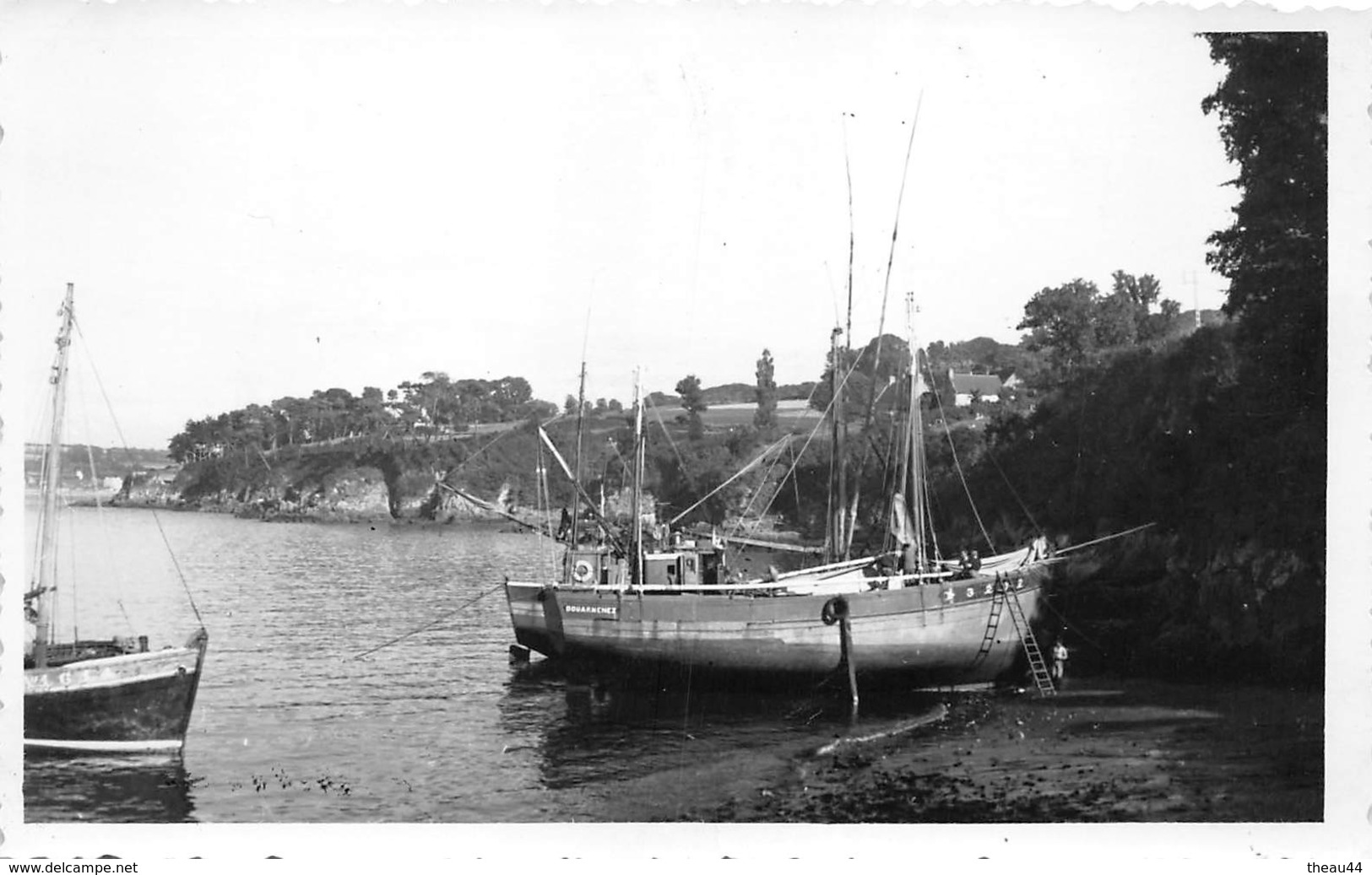 DOUARNENEZ  - Carte-Photo -  Thonnier  -  Bateaux De Pêche En 1952  -  Photographe " P. DERYHON " - Douarnenez