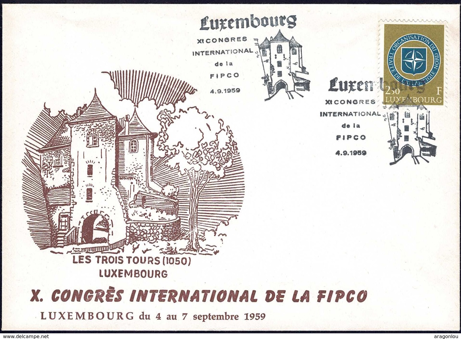 1959 Lettre Congrès International FIPCO Luxembourg, Beau Cachet Spécial, Michel 2019: 604 - Plaatfouten & Curiosa