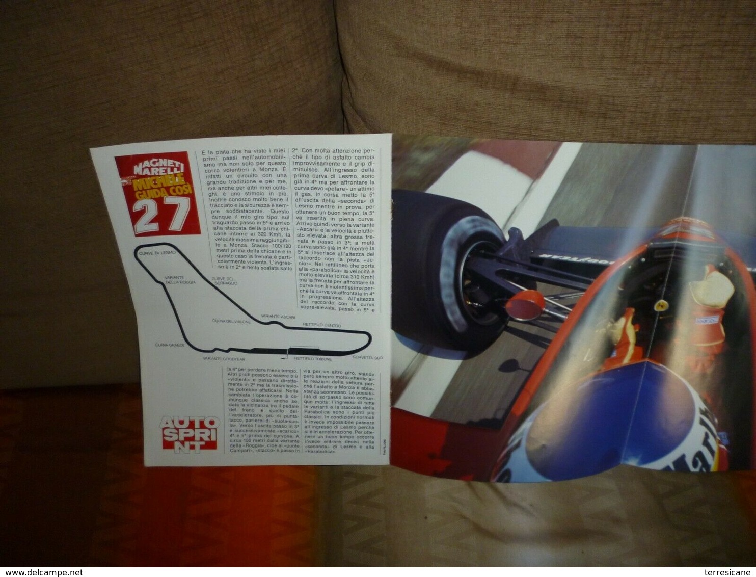 F1 POSTER GP ITALIA MONZA FERRARI MICHELE ALBORETO GUIDA COSI' 30X60 AUTOSPRINT B3 - Manifesti