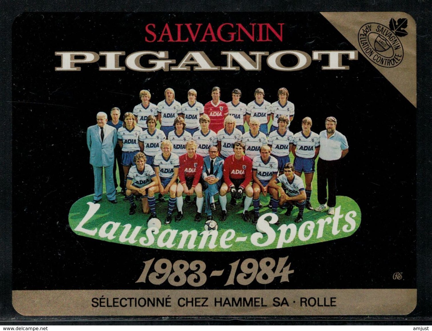 Etiquette De Vin // Salvagnin Piganot, Lausanne-Sports, Saison 1983-1984 - Football