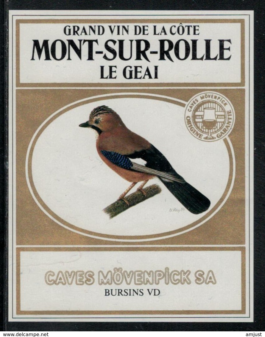 Etiquette De Vin // Mont-sur-Rolle, Le Geai - Plumes