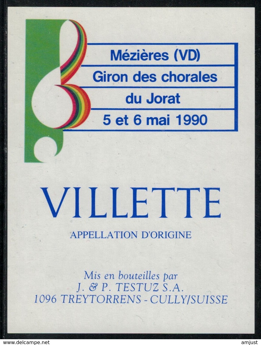 Etiquette De Vin // Villette, Mézières, Giron Des Chorales Du Jorat 1990 - Muziek & Instrumenten