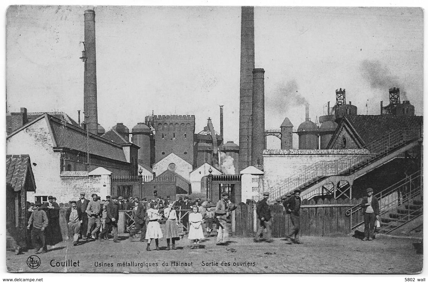 COUILLET : Usines Métallurgiques Du Hainaut - Sortie Des Ouvriers - Belle Animation - 1909 - Charleroi