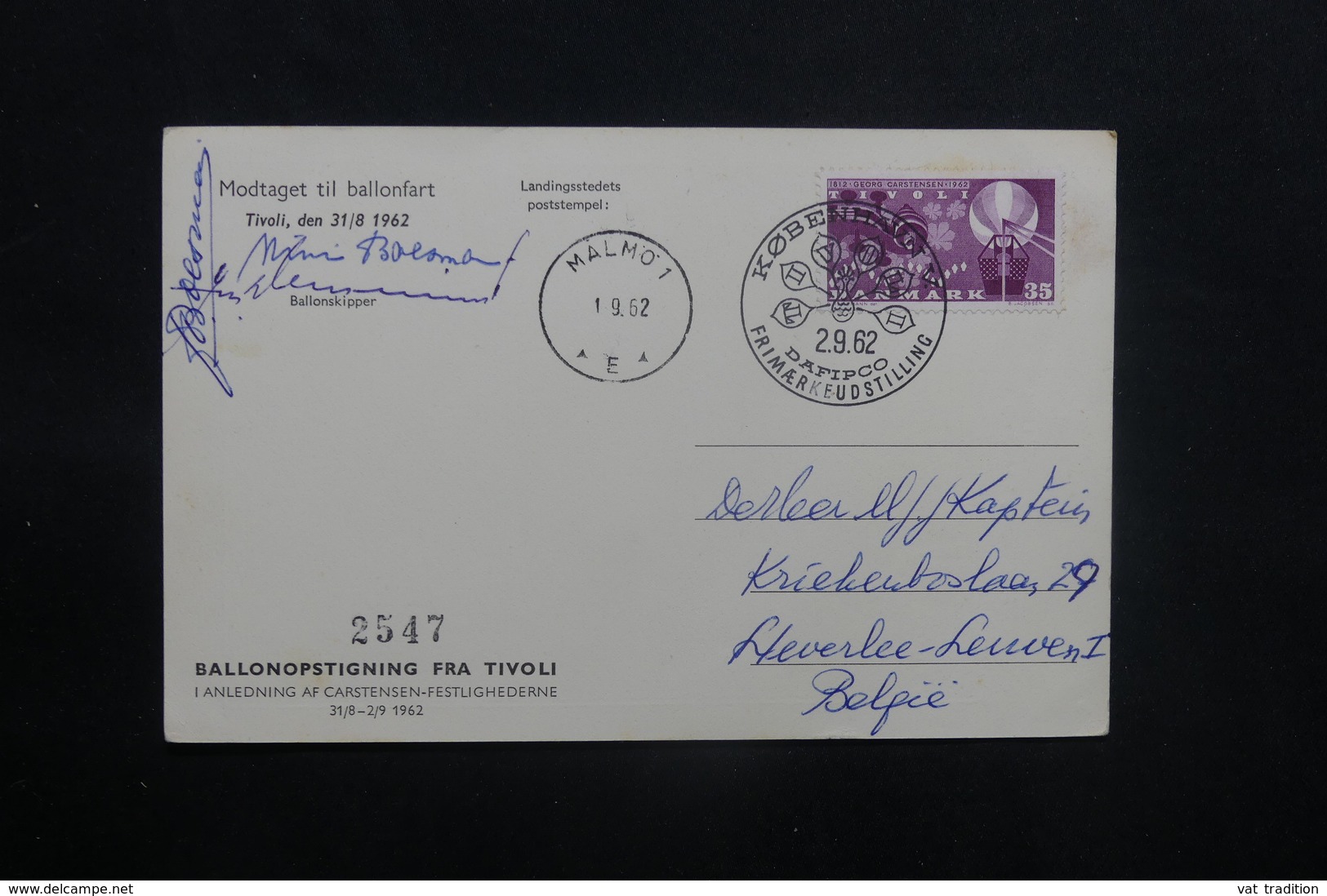 DANEMARK - Carte Par Ballon En 1962, Affranchissement Et Cachets Plaisants - L 36752 - Storia Postale