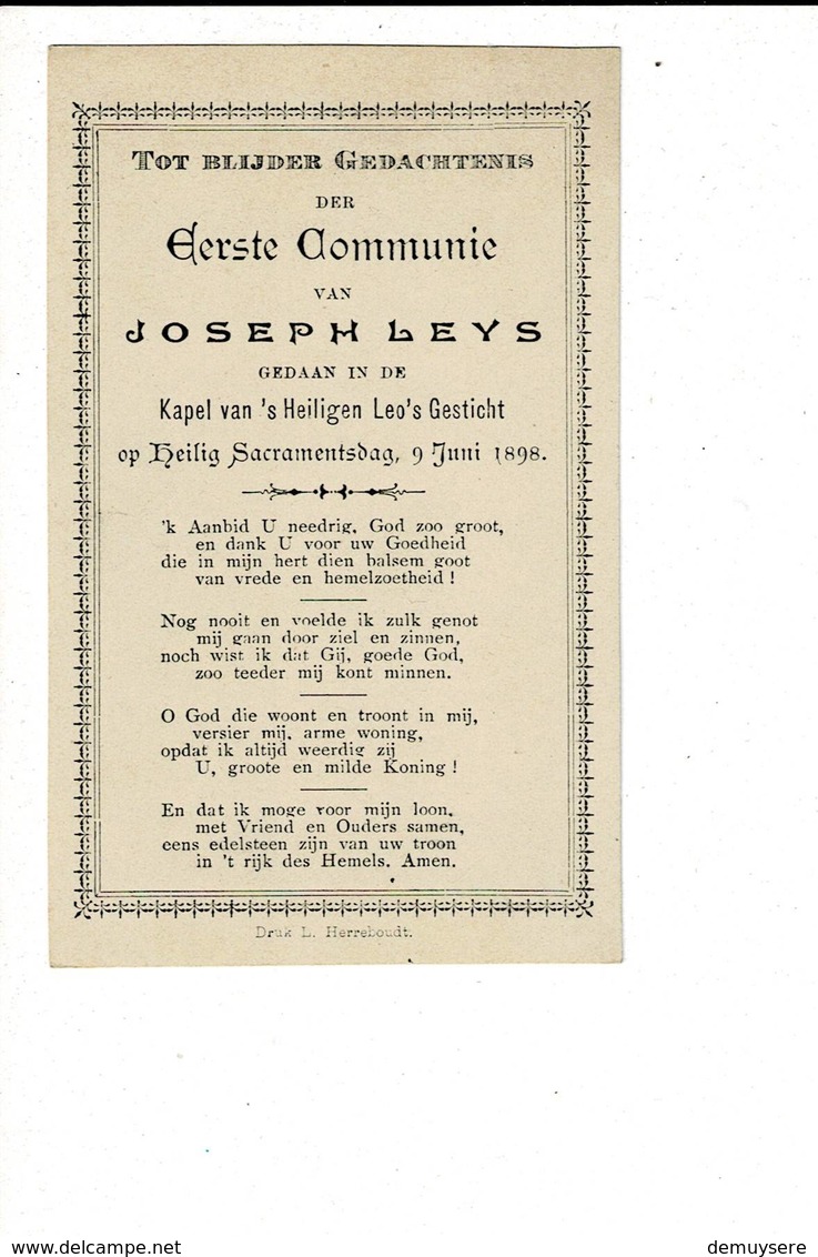 KL 9806 - EERSTE COMMUNIE VAN JOEPH LEYS 9 JUNI 1989 - Devotion Images