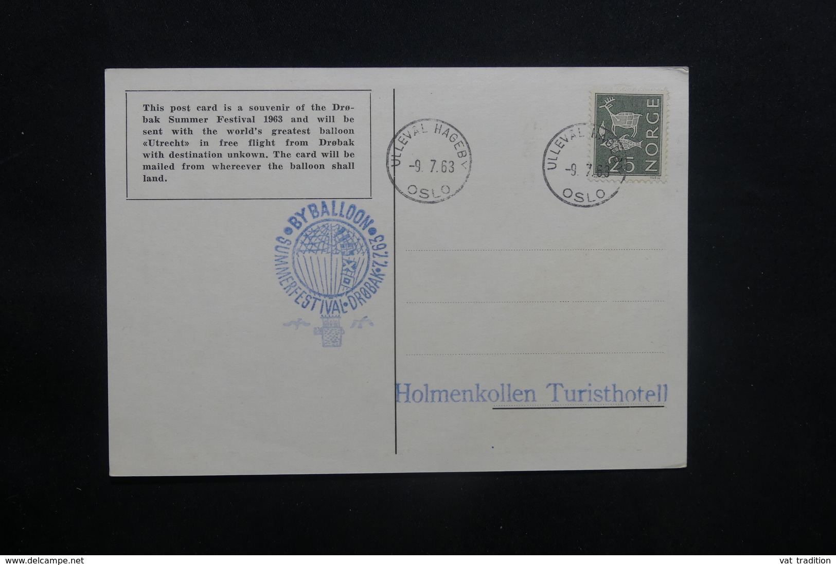 NORVÈGE - Carte Postale Par Ballon En 1963, Affranchissement  Et Cachets Plaisants - L 36755 - Lettres & Documents