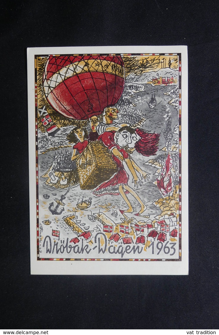 NORVÈGE - Carte Postale Par Ballon En 1963, Affranchissement  Et Cachets Plaisants - L 36755 - Lettres & Documents