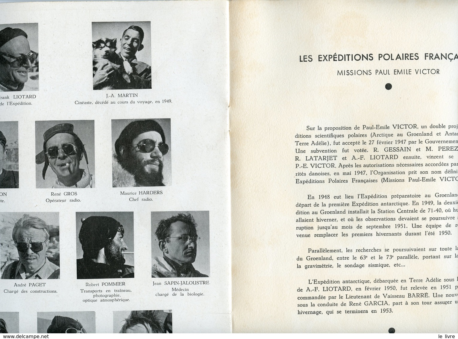 TERRE-ADELIE 1949-1951 PETITE BROCHURE EXPEDITIONS POLAIRES FRANCAISES PAR FRANK LIOTARD MISSIONS PAUL EMILE VICTOR - Andere & Zonder Classificatie