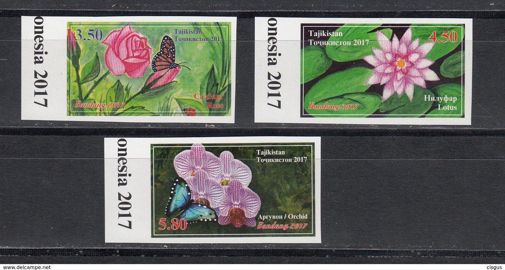Tadschikistan 2017 MNH** Mi.Nr. 764-766 B Flowers Imperforated SALE - Tadschikistan