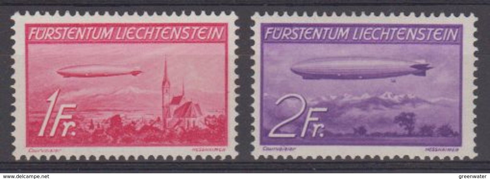 Liechtenstein 1936 Airmail / Zeppelin 2v ** Mnh (43909) - Luchtpostzegels