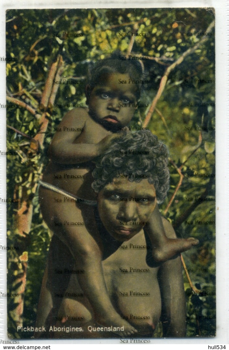 Australia Queensland Pickback Aborigines Bare Breasted Native Coloured Shell Series - Aborigines