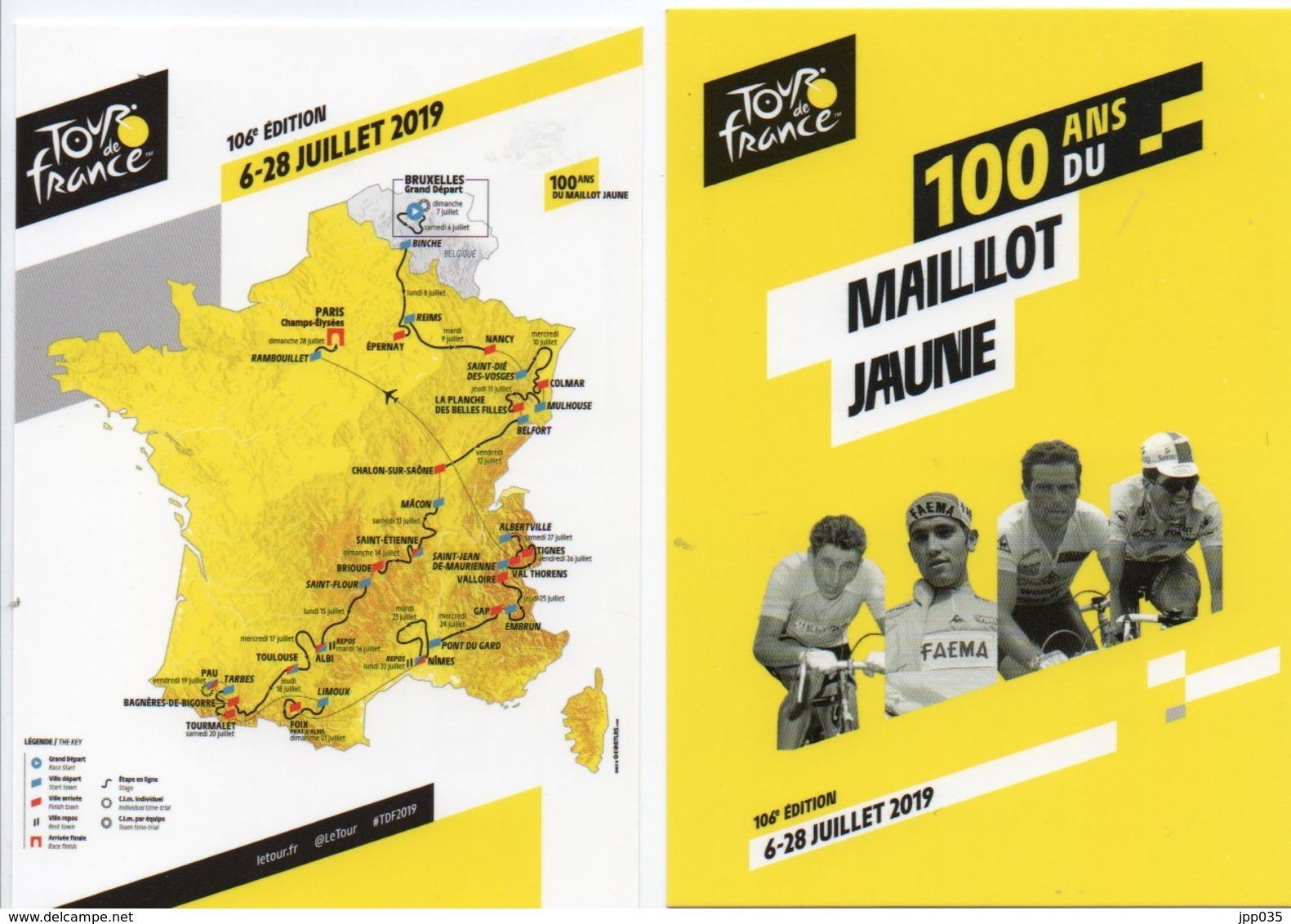 CYCLISME   Tour De France   DOCAPOST  2 CARTES  Dont 100 Ans Du Maillot Jaune MERCKX ANQUETIL HINAULT INDURAIN - Ciclismo