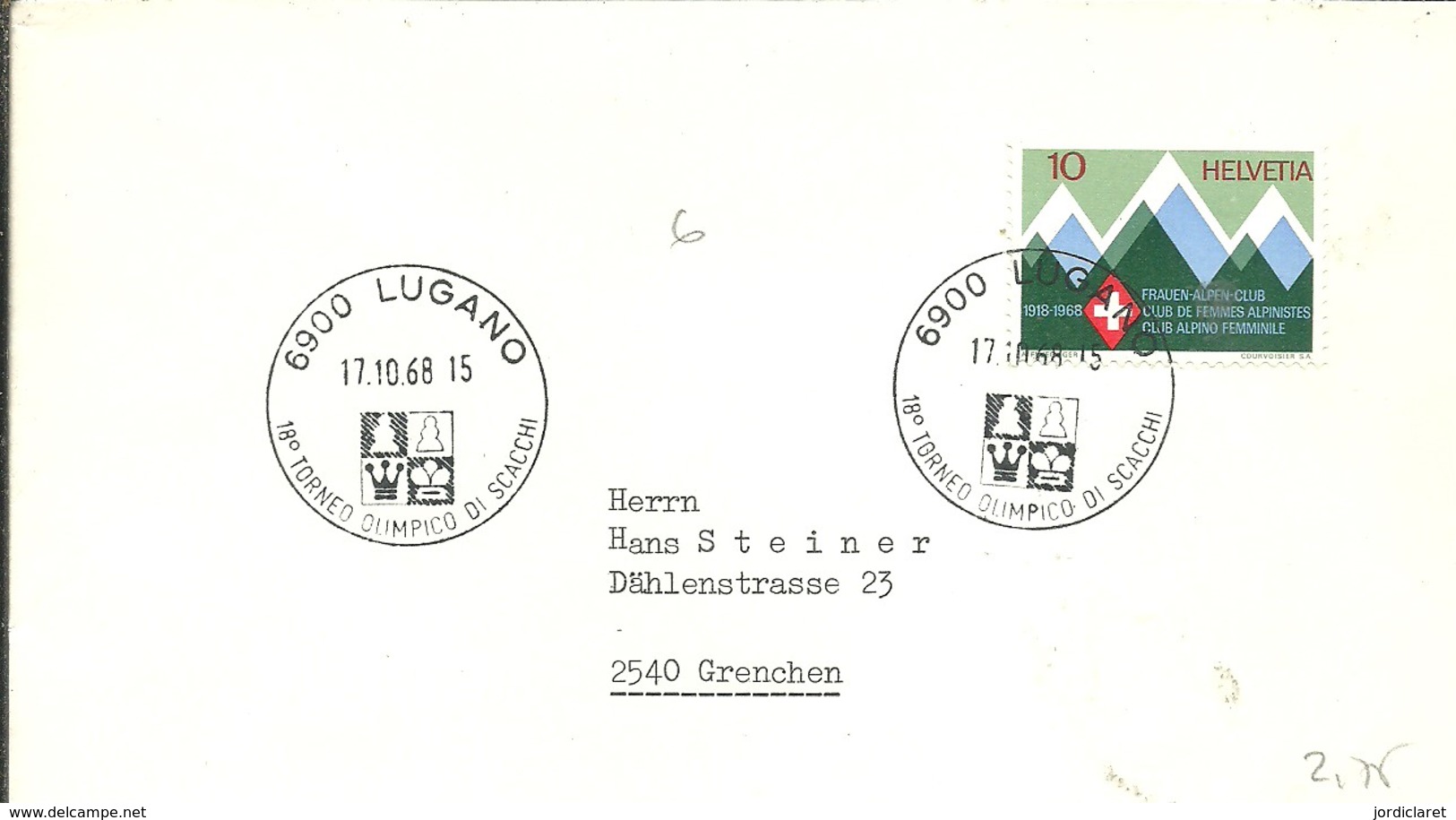 POSTMARKET 1968 SUIZA - Ajedrez