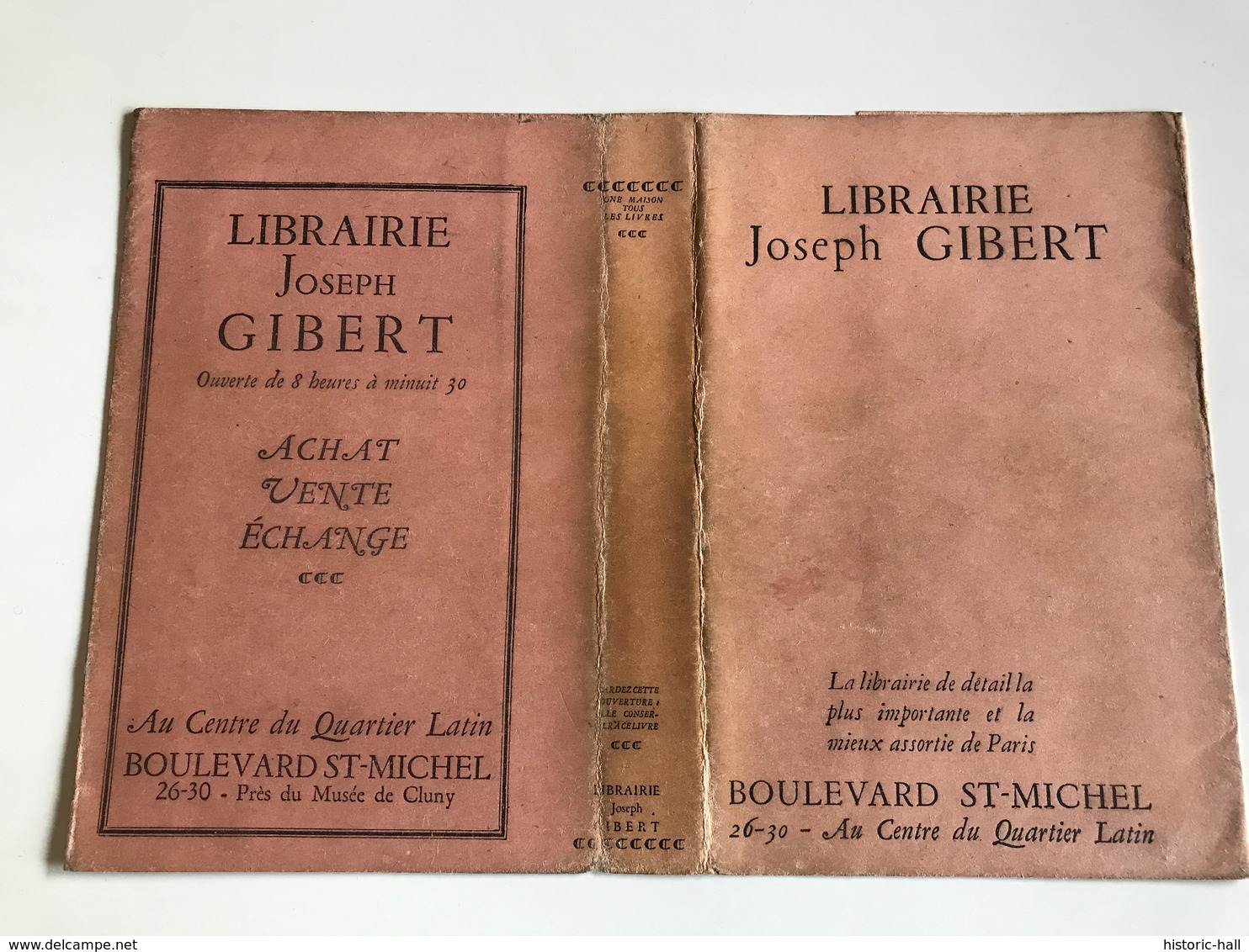 Protege Livre - Librairie Joseph GIBERT - PARIS Bd St Michel - L