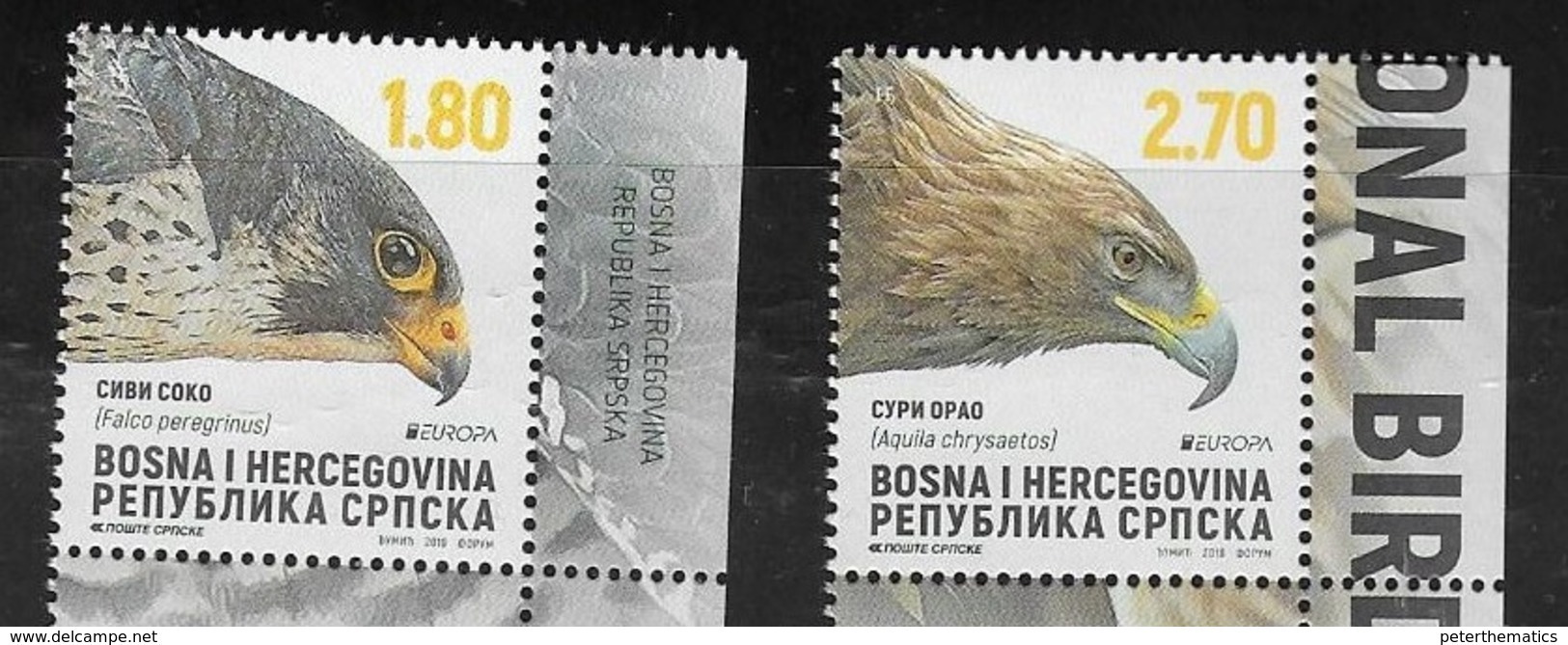 BOSNIA SERB,  2019, MNH, EUROPA , BIRDS, BIRDS OF PREY,2v - 2019