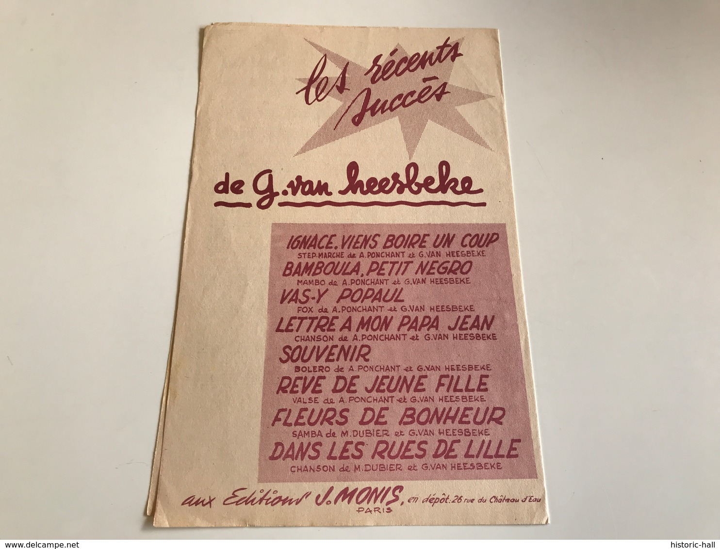Partition 1956 - Dans Les Rues Des Lille - Dubier / Von Heesbeke - Noten & Partituren