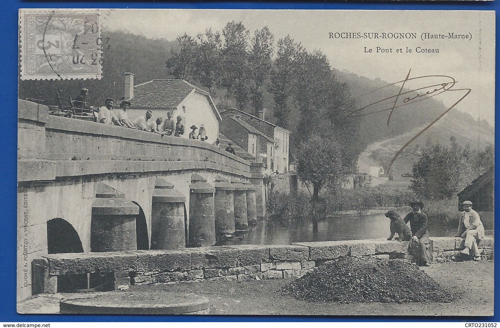 ROCHES-SUR-ROGNON      Le Pont Et Le Coteau   Animées       écrite En 1904 - Sonstige & Ohne Zuordnung