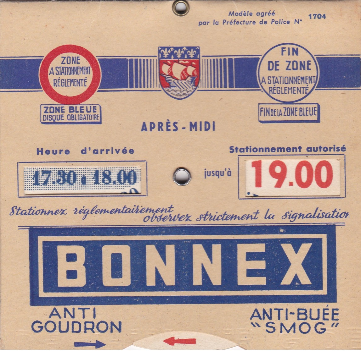 Disque De STATIONNEMENT BONNEX Anti Goudron  ( Lot 98) - Documents Historiques