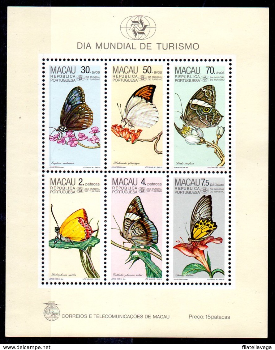 Hoja Bloque De Macao Nº Michel 3 ** MARIPOSAS (BUTTERFLIES) Valor Catálogo 200.0€ - Nuevos