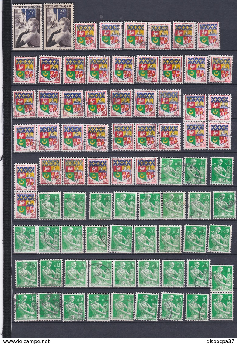 STOCK IMPORTANT  TIMBRES FRANCE Oblitérés  1959-1960-1961 - REF MS - SUR 22 Pages De Classeur Détachées - Mezclas (max 999 Sellos)