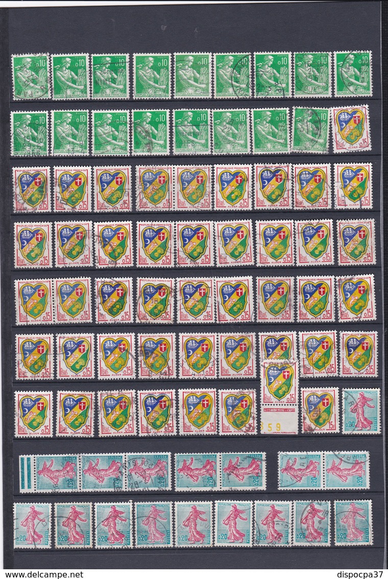 STOCK IMPORTANT  TIMBRES FRANCE Oblitérés  1959-1960-1961 - REF MS - SUR 22 pages de classeur détachées