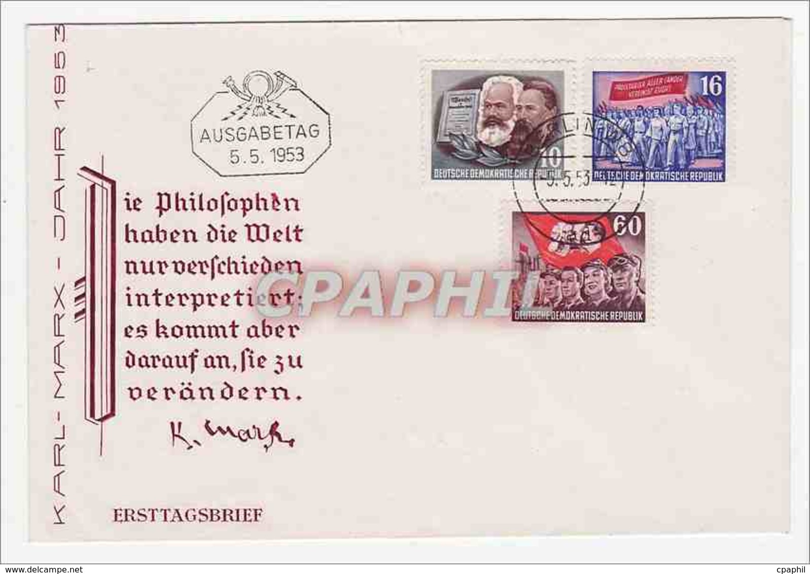 East Germany DDR Set Of 10 FDC 1953 Karl Marx - Briefe U. Dokumente