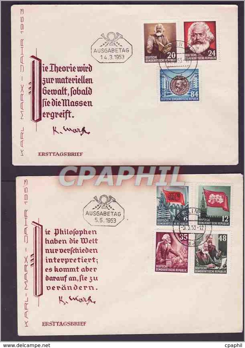 East Germany DDR Set Of 10 FDC 1953 Karl Marx - Briefe U. Dokumente