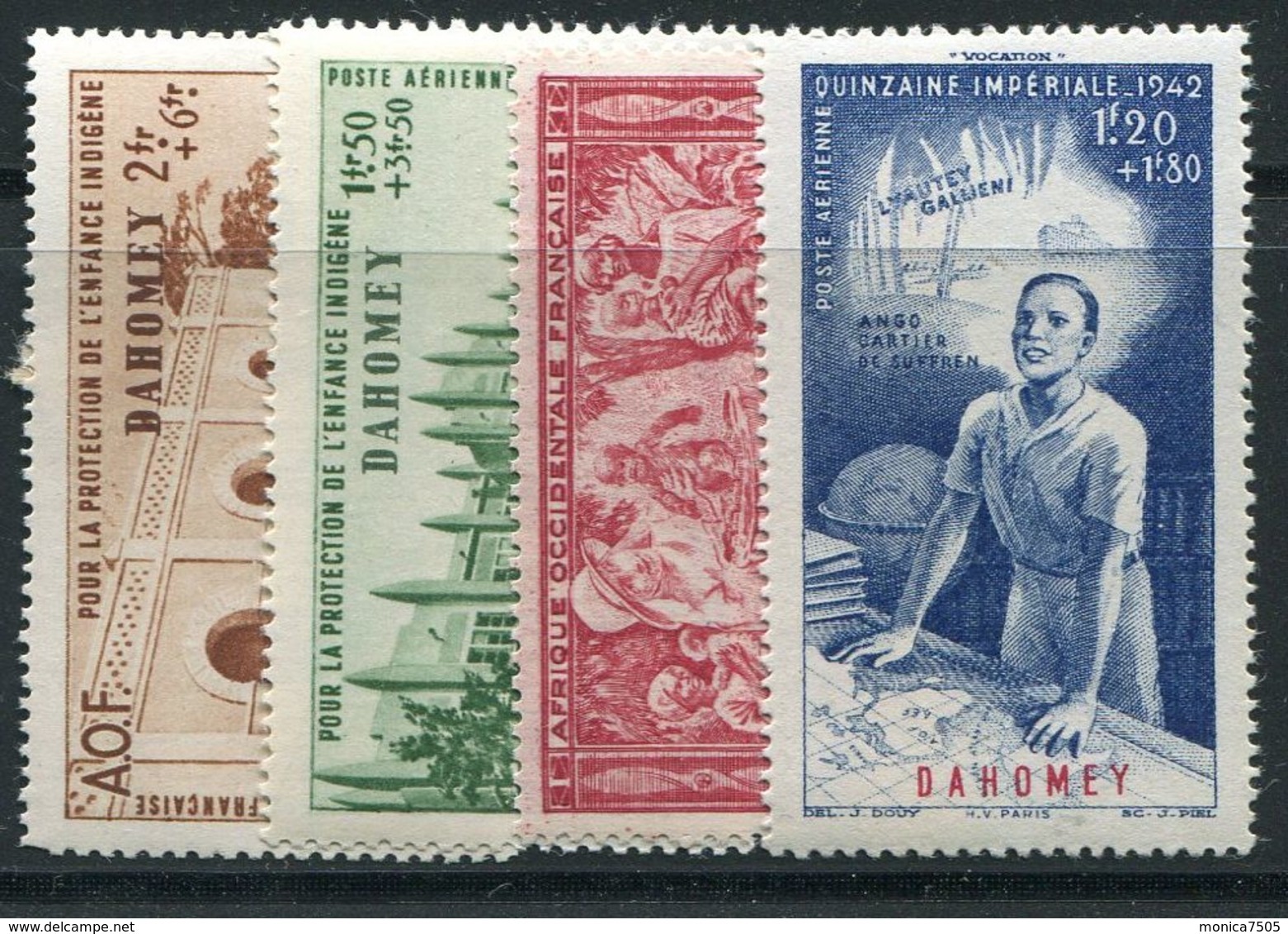 DAHOMEY  ( AERIEN )  Y&T  N°  6/9  TIMBRES  NEUFS  SANS  TRACE  DE  CHARNIERE . - Neufs