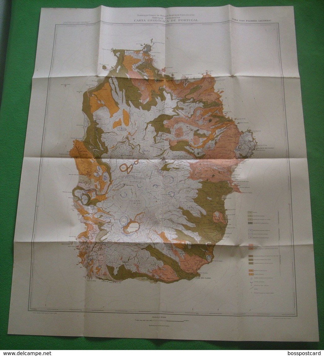 Flores - Carta Geológica De Portugal + Mapa - Açores - Mapas Geográficas