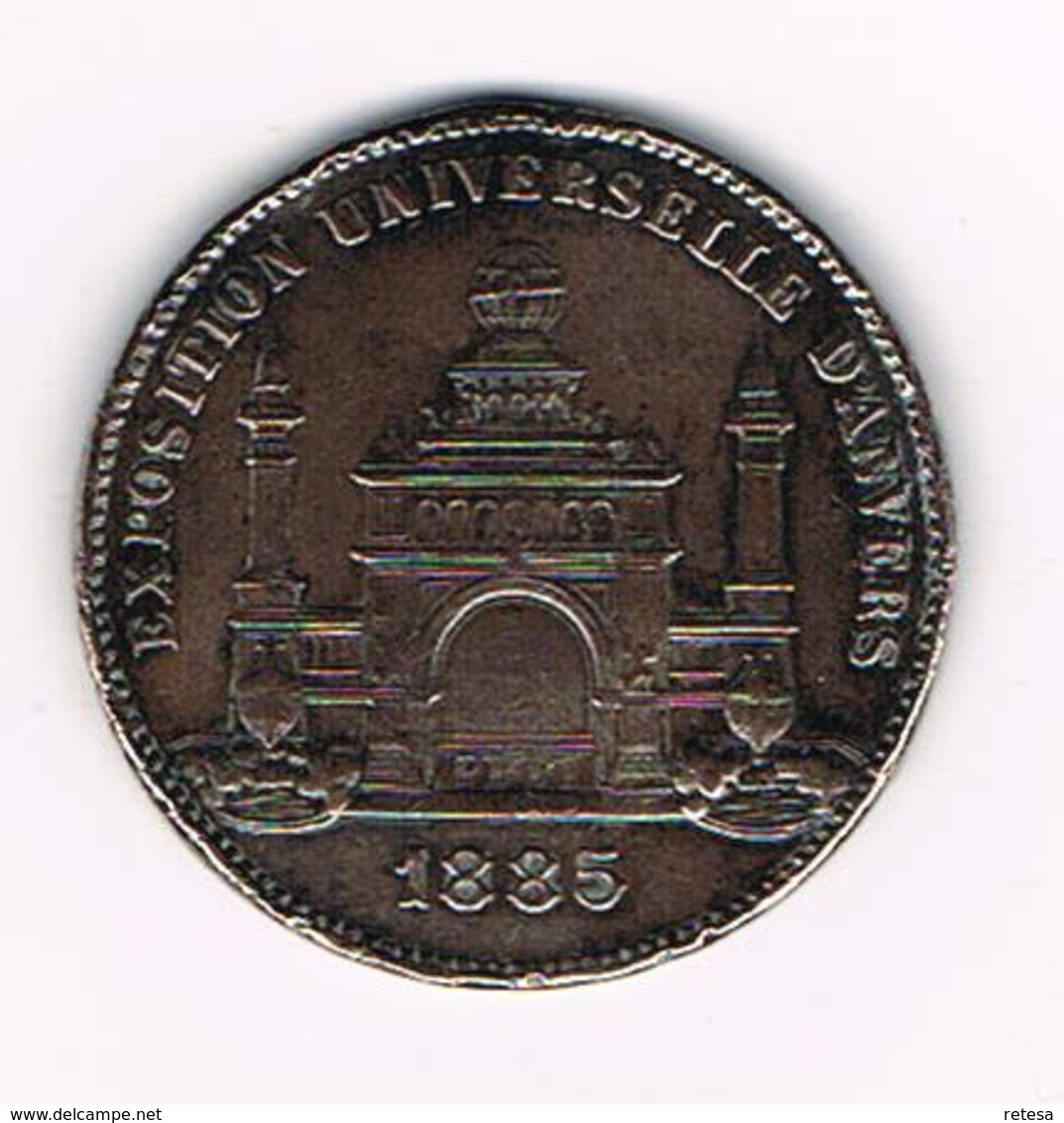 //   PENNING  EXPOSITION UNIVERSELLE D' ANVERS 1885 - ANTWERPEN - Pièces écrasées (Elongated Coins)