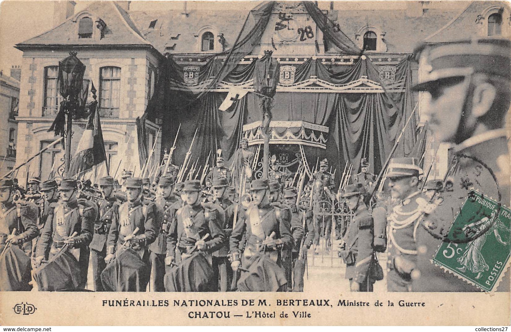 78-CHATOU-FUNERAILLES DE M. BERTEAUX, L'HÔTEL DE VILLE - Chatou