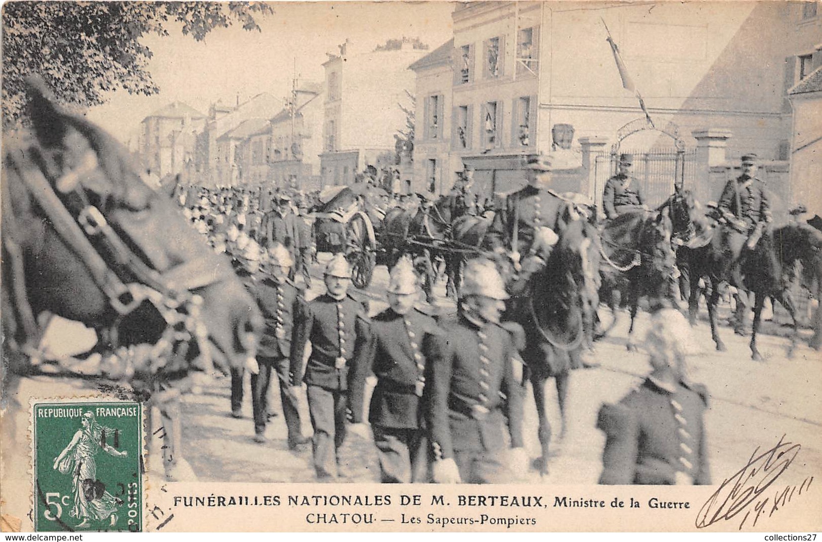 78-CHATOU-FUNERAILLES DE M. BERTEAUX,SAPEURS-POMPIERS - Chatou