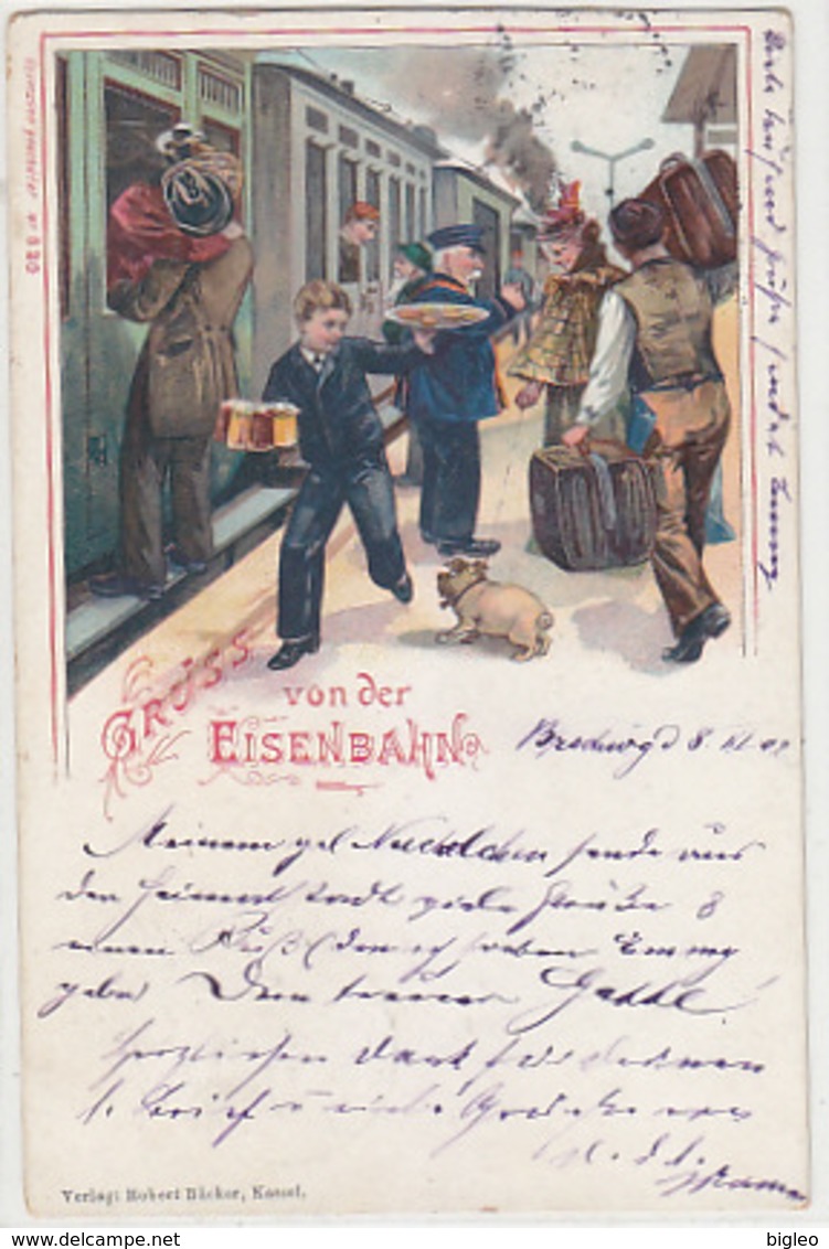 Gruss Von Der Eisenbahn - Litho - 1902       (A-104-160819) - Gruss Aus.../ Grüsse Aus...