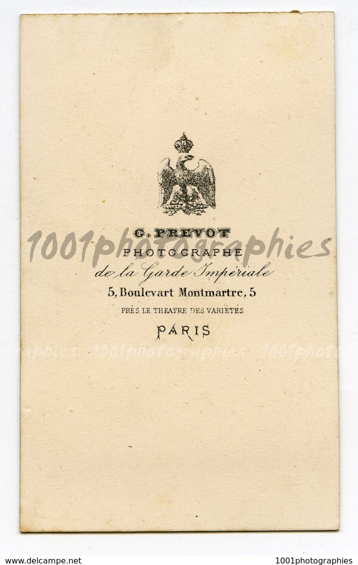 CDV G. Prevot Photographe, Photographe De La Garde Imp&eacute;riale, Boulevard Montmartre 5, Paris. Portrait D&#039;un M - Autres & Non Classés