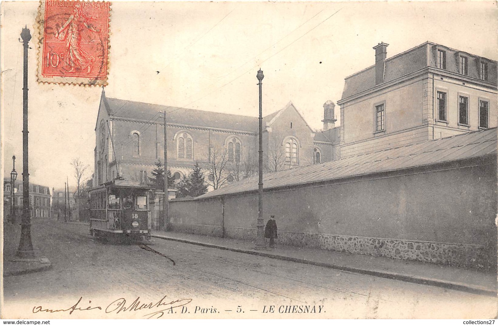 78-LE-CHESNAY- UNE RUE TRAMWAY - Le Chesnay