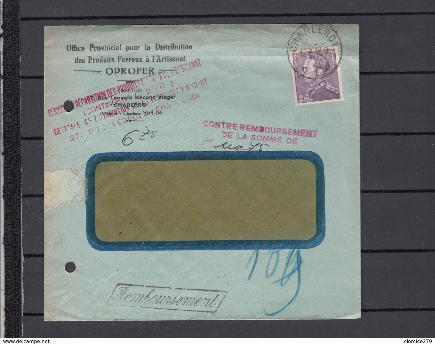 Timbre Poortman    Sur  Enveloppe  Contre Remboursement  1942 - 1936-1951 Poortman