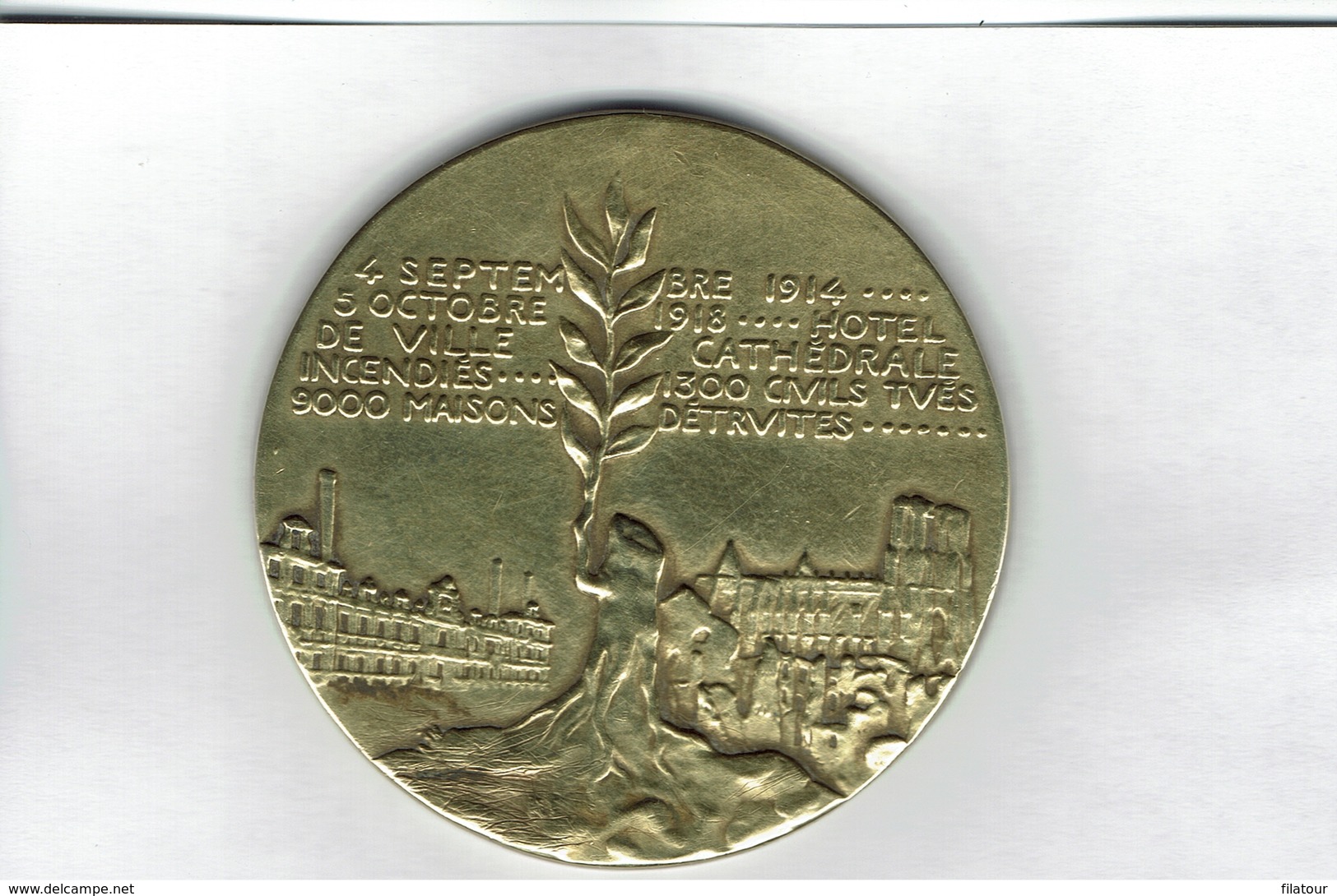 REIMS - BRIMONT - NOGENT - Médaille Souvenir De La Destruction De La Cathédrale, Etc - Etc...... - Obj. 'Remember Of'