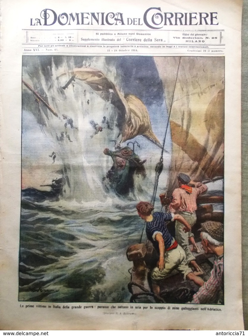 La Domenica Del Corriere 11 Ottobre 1914 WW1 Reims Marte Mine Termonde Gorgona - Weltkrieg 1914-18