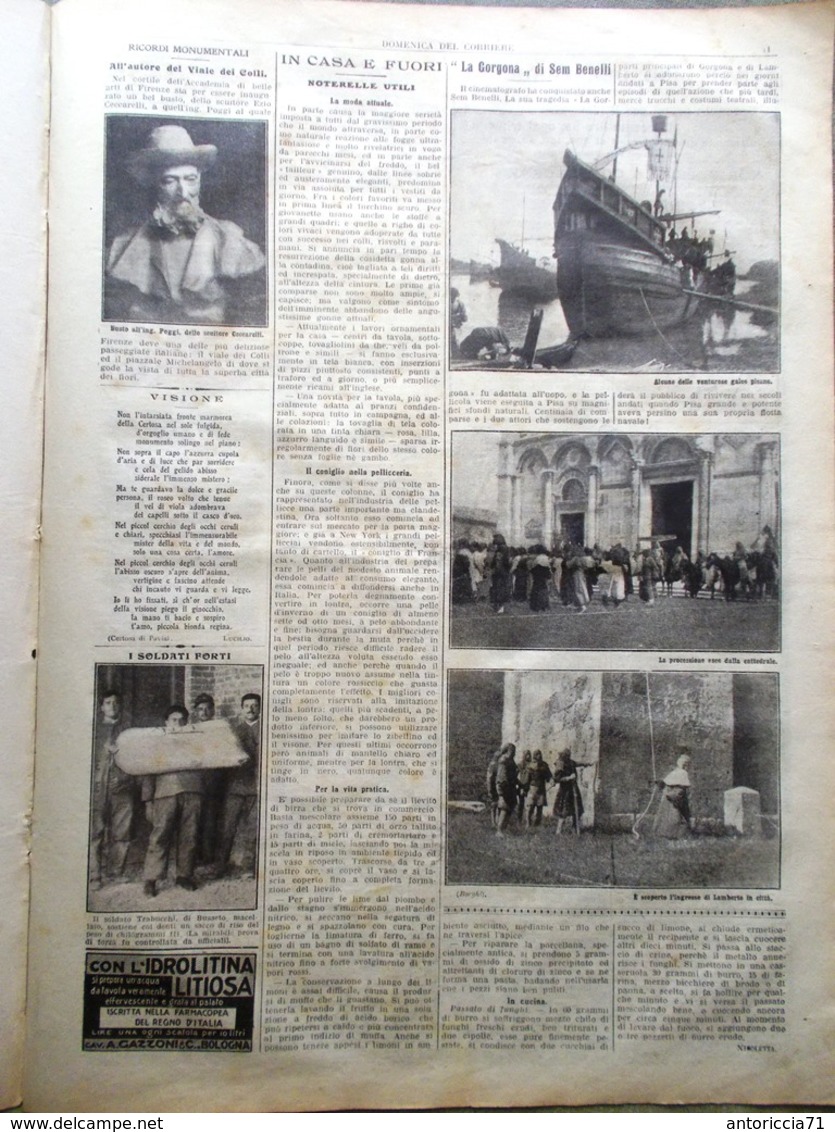 La Domenica Del Corriere 11 Ottobre 1914 WW1 Reims Marte Mine Termonde Gorgona - Guerre 1914-18