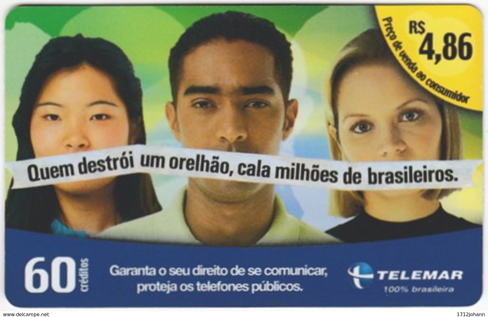 BRASIL I-974 Magnetic Telemar - People, Youth - Used - Brasilien